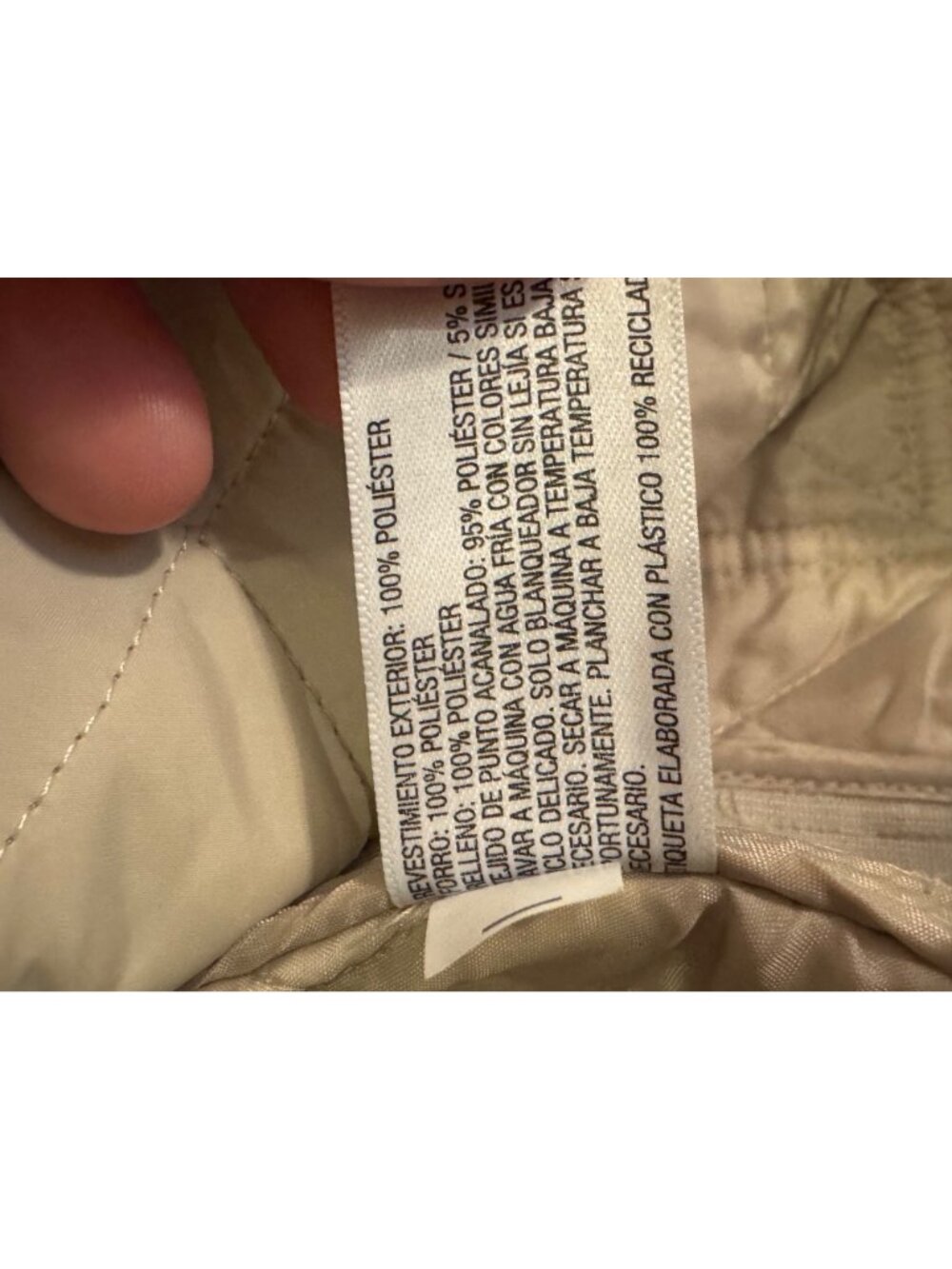 Quilted Beige Jacket With Snap Pockets & Funnel Neck A New Day M - Picture 4 of 7